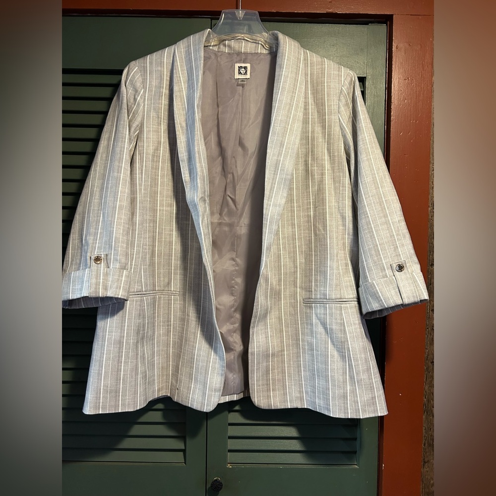 Anne Klein Light Gray Striped Blazer